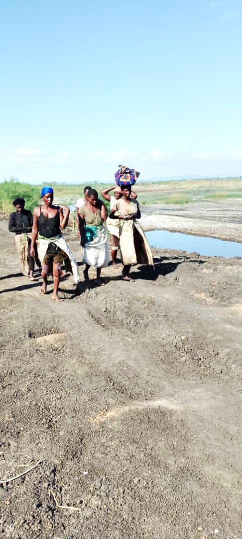Malawi women bringing food from lake