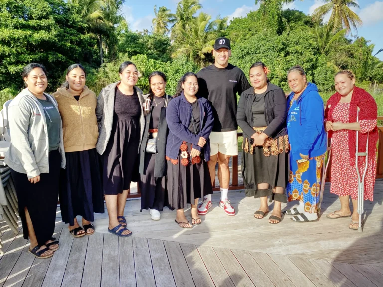 Israel Folau with Radio hosts and youth